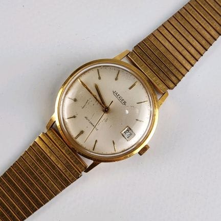 JAEGER. 
Montre-bracelet d'homme en or jaune 18K (