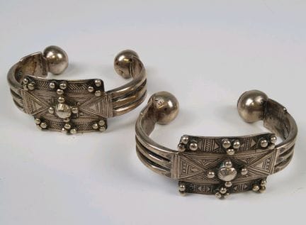 NORTH AFRICA. Pair of open metal anklets (Khalkhal