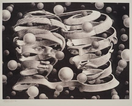 莫里茨·科内利斯·埃舍尔（1898-1972）
《超现实主义恋人》，2008

根据1935年原版木