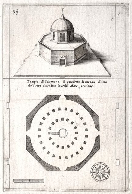 雅克·卡洛（据）
《所罗门圣殿》（《圣地之旅》），1620年（19世纪重印版）

羊皮纸蚀刻版画
伯