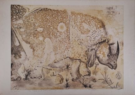 萨尔瓦多·达利（1904-1989）
《犀牛》，1971年

阿什斯羊皮纸上的铜版画与水彩蚀刻
艺术
