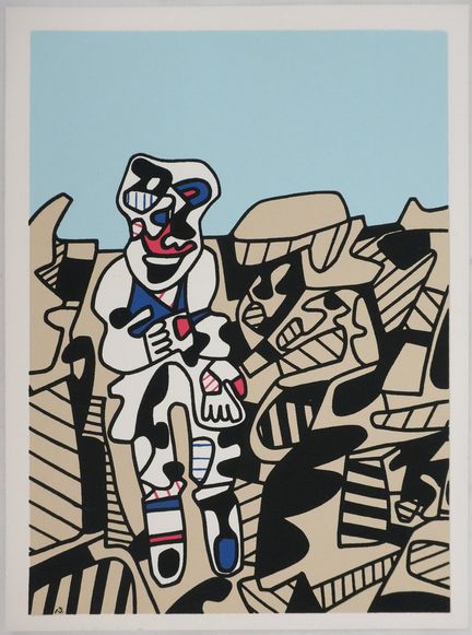 让·杜布菲
让·杜布菲
原始艺术，《岩石间的彩色男子》，1974年

原版丝网印刷版画
版面上由艺术