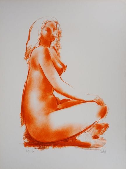 安东尼乌奇·沃尔蒂（1915-1989）
侧身坐姿裸体

原版石版画
铅笔签名
限量80幅，编号
绘