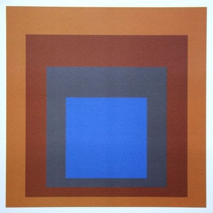 约瑟夫·阿尔伯斯（据其作品）（1888-1976）
《向广场致敬》，1979 

限量版四色丝网印刷