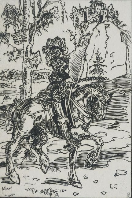 卢卡斯·克拉纳赫
卢卡斯·克拉纳赫·老（1472-1553）（据原画）
骑马的骑士

版画
由塞巴斯