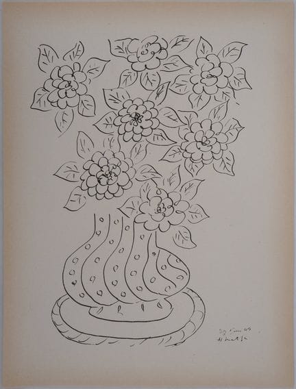 亨利·马蒂斯
亨利·马蒂斯（据其作品）
《花束》，1946年

根据亨利·马蒂斯素描创作的石版画
版
