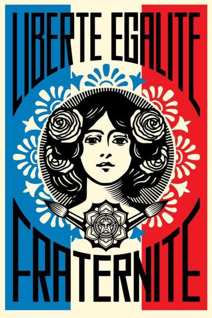 谢帕德·费雷（又名Obey Giant）（美国，1970年）
自由、平等、博爱

胶印石版画

  