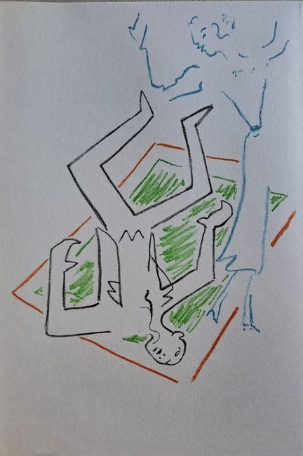 让·科克托（1889-1963）
《谋杀》

原版彩色石版画
1957年由穆尔洛兄弟印刷
纸张尺寸：