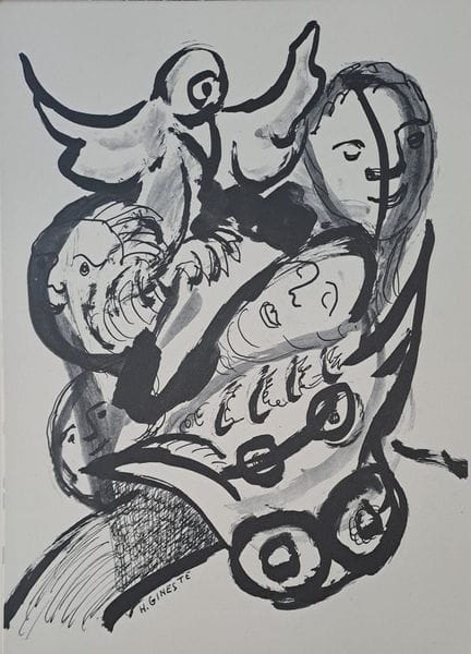 亨利·吉内斯特（1929-）
《奇妙生物 3》

印于250克阿什斯（Arches）羊皮纸上的石版画
