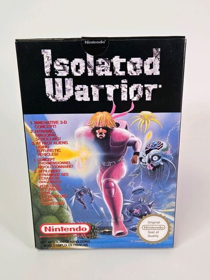 任天堂 - NES。游戏：《Isolated Warrior》。含原装盒、说明书和卡带。品相极佳。版