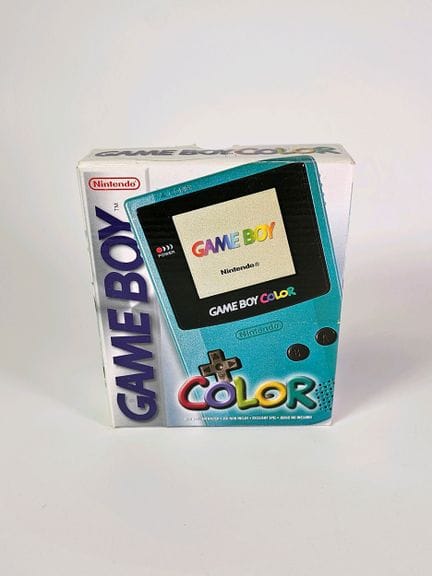 任天堂 - Game Boy Color。青绿色Game Boy Color游戏机，附原装包装盒和说