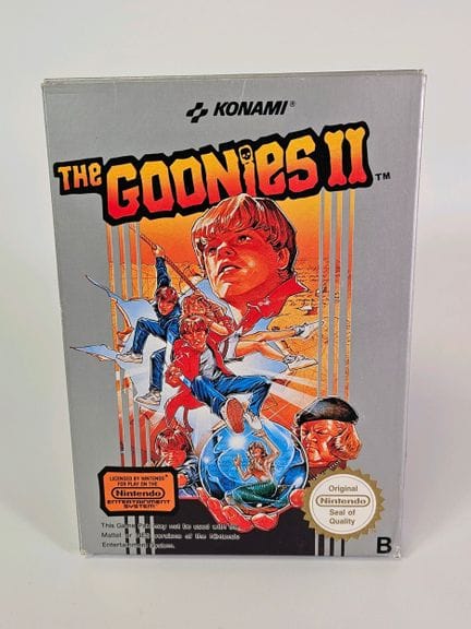 任天堂 - NES。游戏：《Goonies II》。含原装盒、说明书和游戏卡带。BE。版本：PAL 