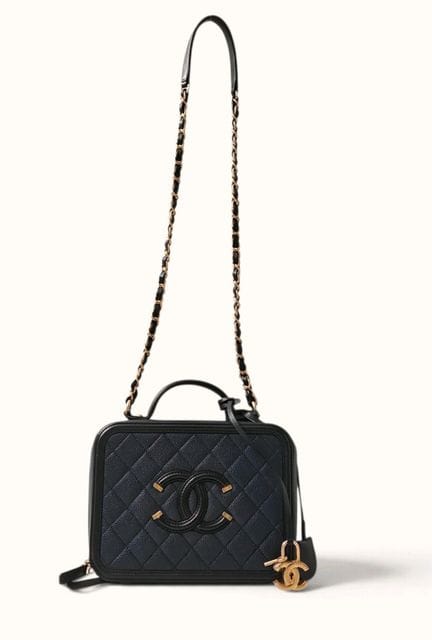 CHANEL. Borsa vanity in pelle di vitello caviar bl
