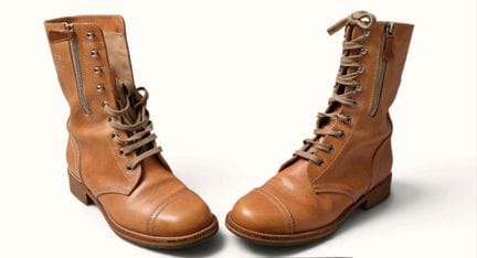 CHANEL. Par de botines de piel color camel, cierre