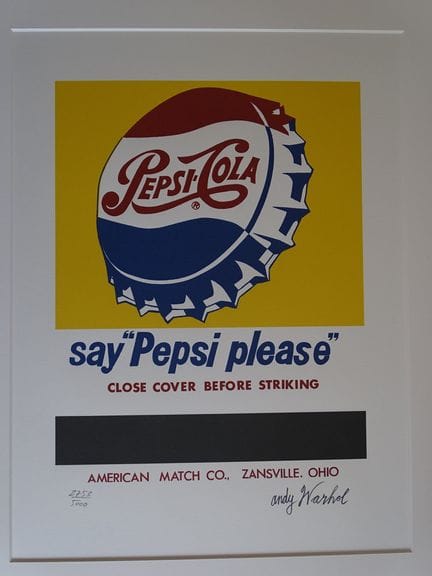 Andy Warhol (d'après), 
Pepsi Cola

Lithographie é