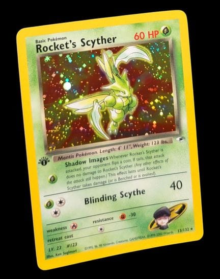 Carta Pokémon "Rocket's Scyther" (Insécateur) 13/1