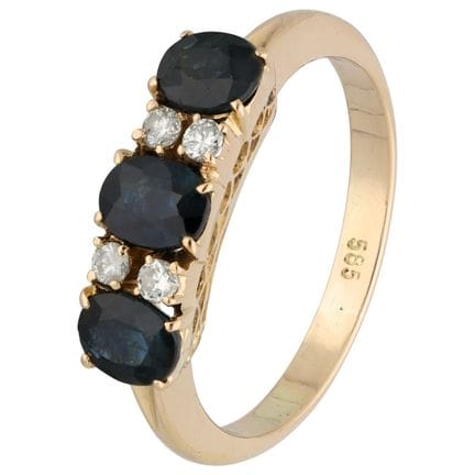 Set di anelli in oro 12K con zaffiri e diamanti
Se