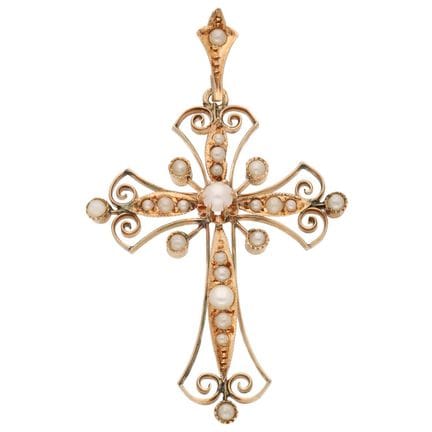 Pendentif en forme de croix en or rose 14 carats s