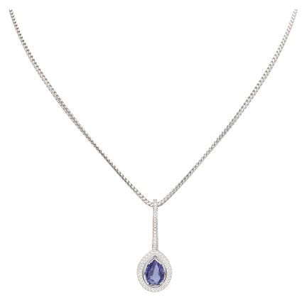 Ensemble collier et pendentif en or blanc 14 carat