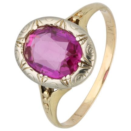 Anello in oro bicolore 14 carati con rubino
Impost