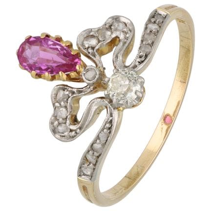 Aigrette-Ring aus 18 Karat Gelbgold/Platin, besetz