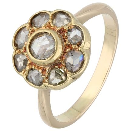 12K-Cluster-Ring mit Diamanten im Rosenschliff
Gel