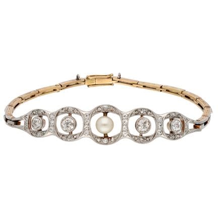 Armband aus 14-karätigem Gelbgold/Platin, besetzt 