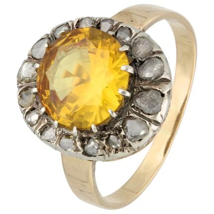 14-karätiger Gelbgold-/Silber-Clusterring, besetzt