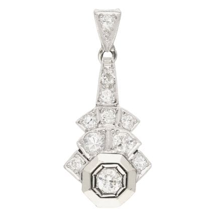 Pendentif Art déco en or blanc 18 carats et platin