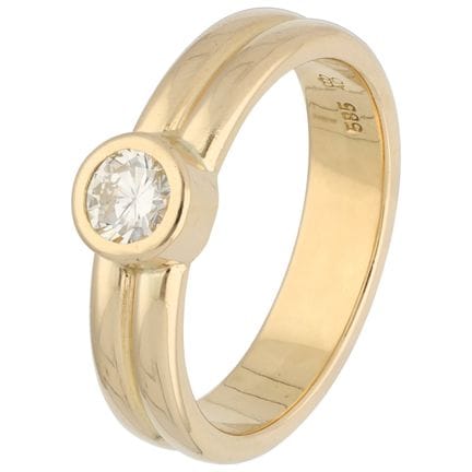 Solitärring aus 14-karätigem Gelbgold, besetzt mit