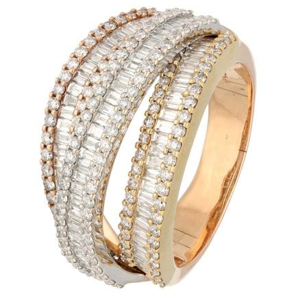 Ring aus 18-karätigem Tricolour-Gold, mit Diamante