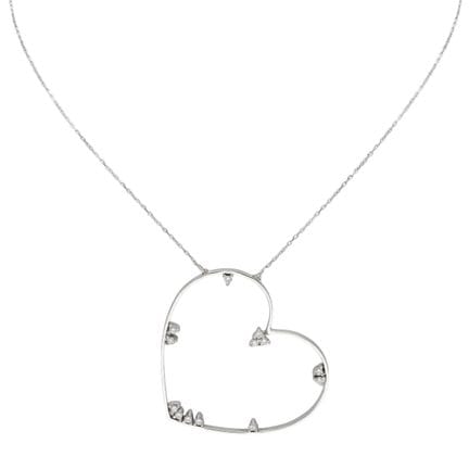 Collier en or blanc 18 carats en forme de cœur, se