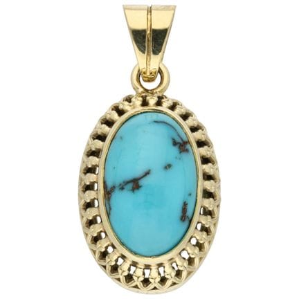Pendentif en or jaune 14 carats serti d'une turquo