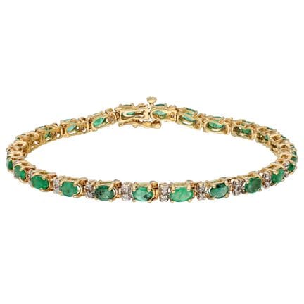 9K-Tennisarmband-Set mit Smaragden und Diamanten
G