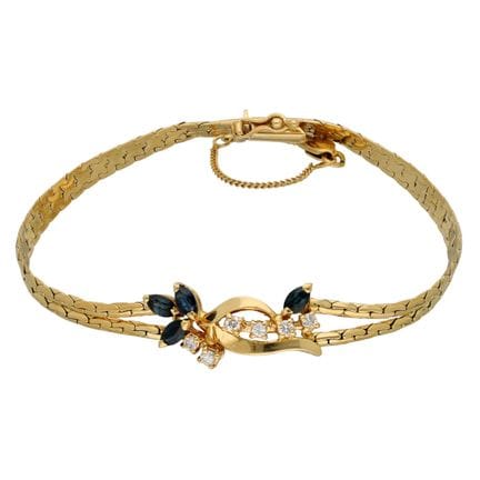 Bracciale in oro giallo 18 carati con zaffiri e di