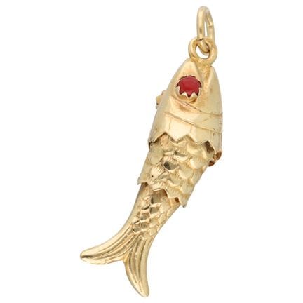 Pendentif flexible en forme de poisson en or jaune
