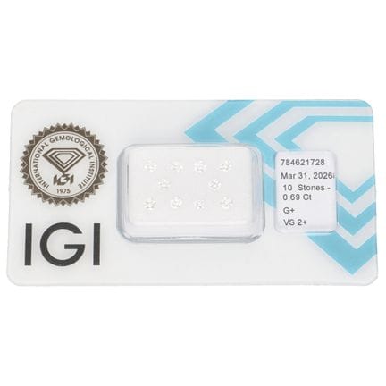 10 Steine – 0,69 ct. Runde Brillanten, IGI-zertifi