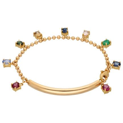 Bracciale in oro giallo 14 carati con varie pietre