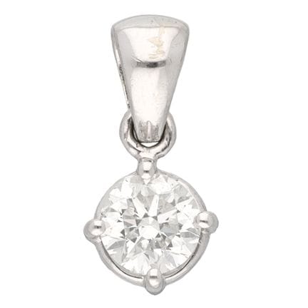 Pendentif solitaire en or blanc 14 carats serti d'