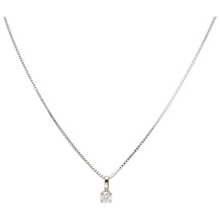 Collier en or blanc 18 carats avec pendentif solit