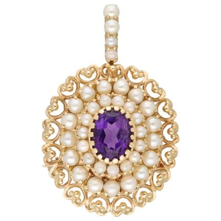 Ensemble pendentif/broche 10K avec améthyste et pe