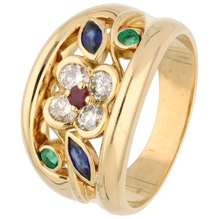 Ring aus 18-karätigem Gelbgold, besetzt mit Diaman