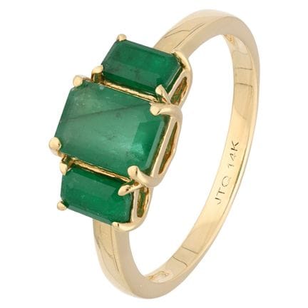 Ring aus 14-karätigem Gelbgold, besetzt mit Smarag