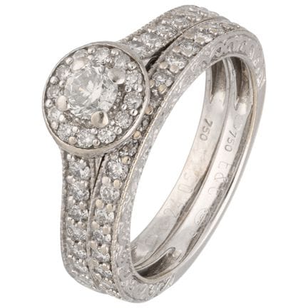 Set aus zwei Ringen aus 18 Karat Weißgold, besetzt