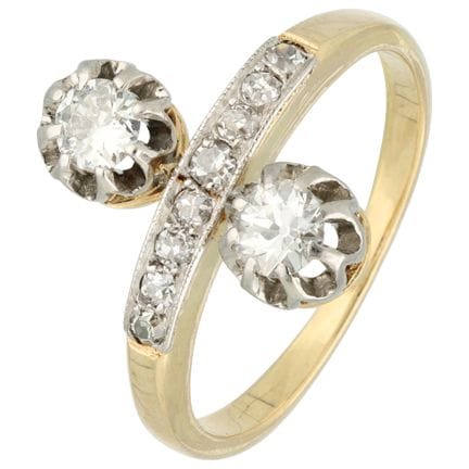 Ring aus 18 Karat Gelbgold/Platin, besetzt mit Dia