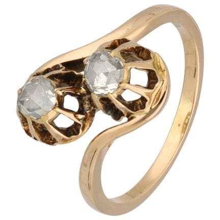 14-karätiges Gelbgold-„Toi et Moi“-Ring-Set mit Di