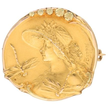 Spilla in oro giallo 14 carati in stile Art Nouvea