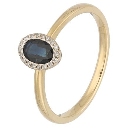 Anello a grappolo in oro bicolore 14 carati con za
