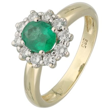 Anello entourage in oro giallo 14 carati con smera