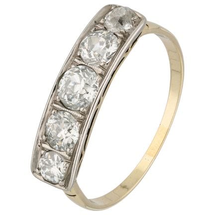 Ring aus 14-karätigem Gelbgold/Palladium, besetzt 